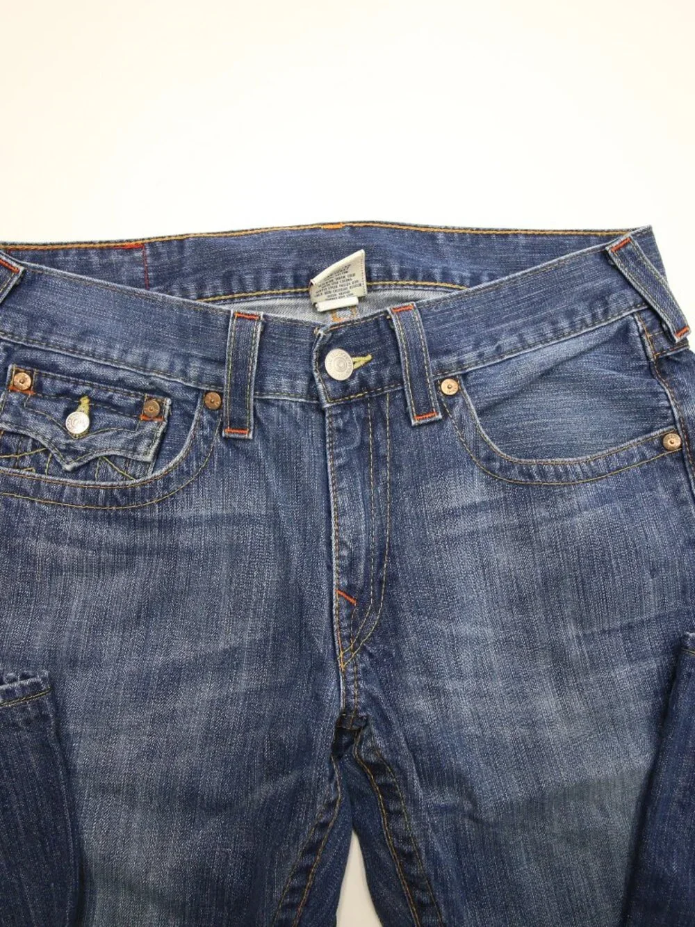 True Religion Ricky Flap Pocket Mens Blue Jeans 33 Made in USA